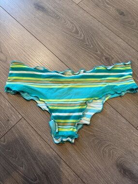 Nordstrom Teal, Yellow & White Striped Bikini Bottoms